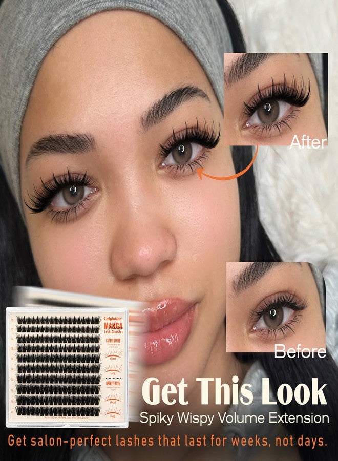 Calphdiar Manga Lash Clusters Natural Spiky Eyelash Clusters Wispy Cluster Eyelash Extensions 10 12 14 16mm Weightless Individual Lashes Long Lasting Cluster Lashes DIY Cat Eye Open Eye Looks - Image 5